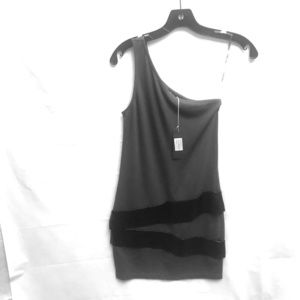 Josh Brody charcoal cocktail one shoulder dress